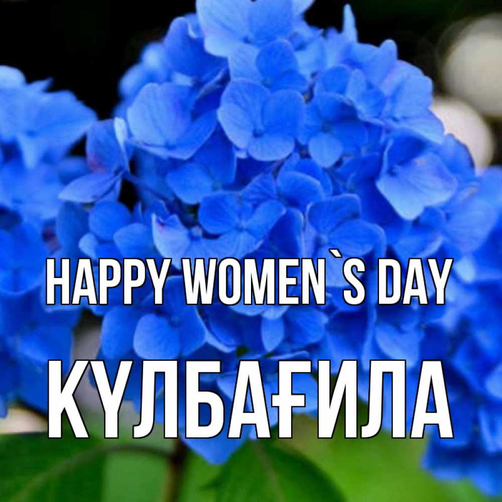 Greetings card с именем, КҮЛБАҒИЛА happy women`s day синие цветы Greetings with text for free download 